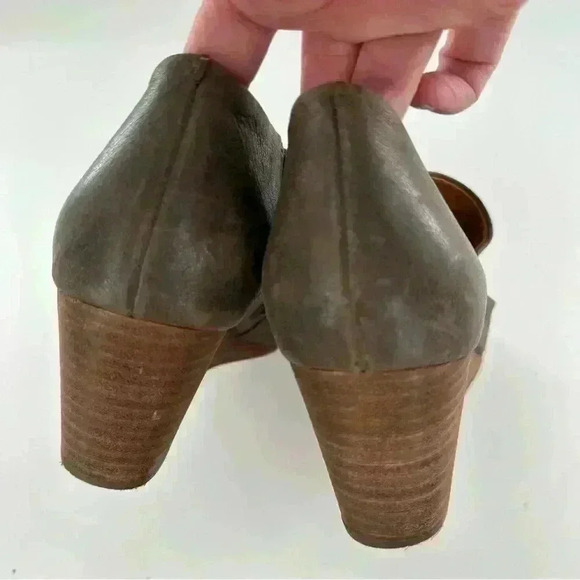 Lucky brand womens ankle booties size 38.5 gray leather dorsay wedge boots - Picture 10 of 11